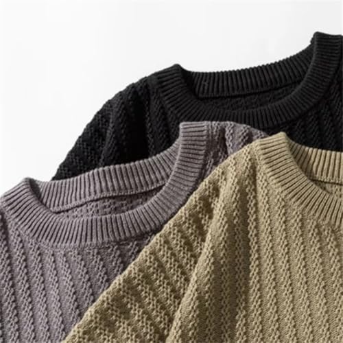 Men Winter Sweaters Warm Solid Hong Kong Style Handsome Classic Couple Baggy Versatile Harajuku Pullover Khaki XXL3