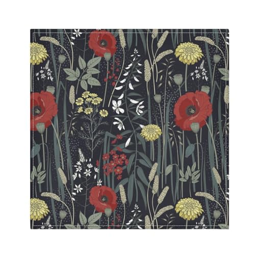 Set de 6 servilletas de tela con flores de poliéster 20x20 pulg miniatura 1