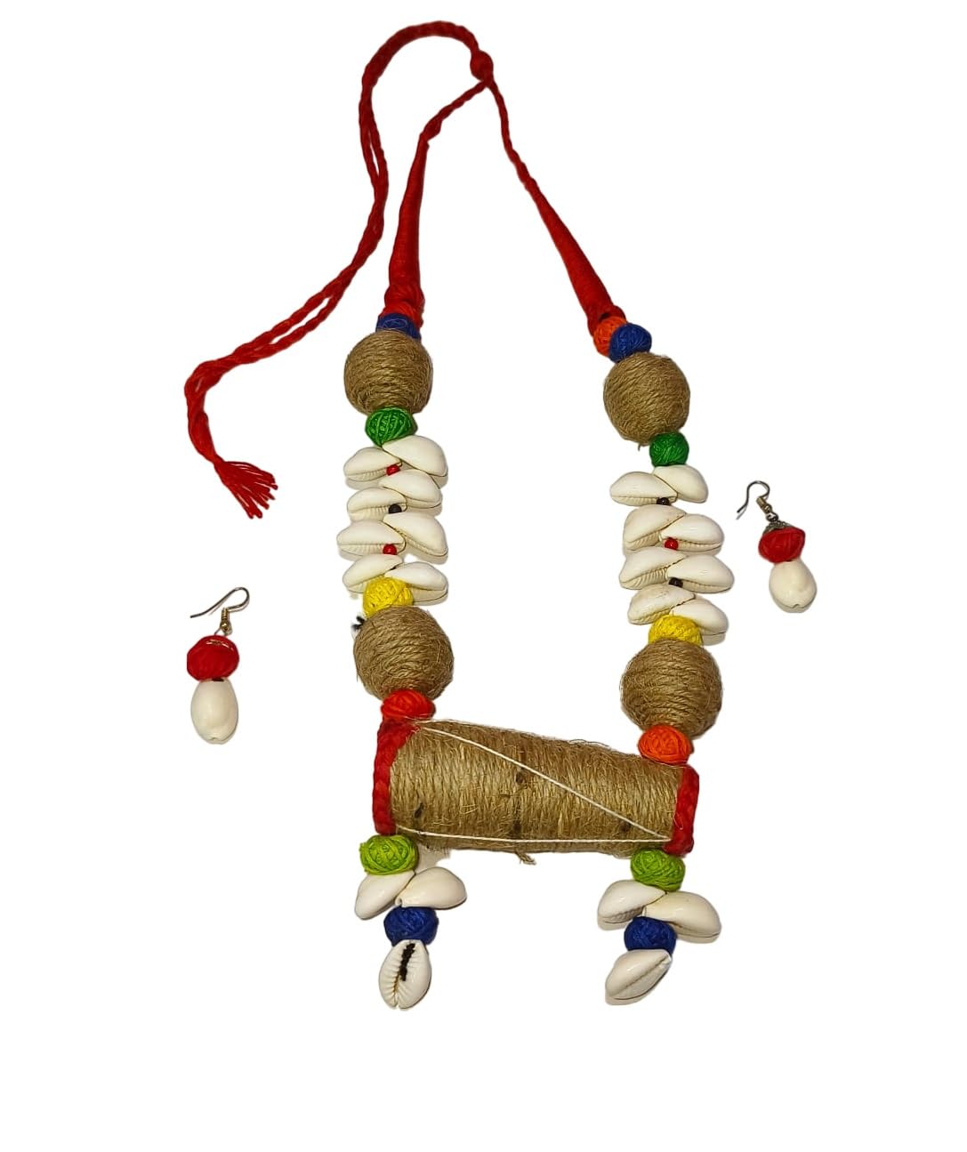 PandoraBox Ethnic Beauty: Jute Durga Puja Jewellery Set For Women Dholak Festival Necklace Made Of White Kori & Pompom Jute Jewellery For Woman With Gift Earrings (B0DCKBCN4D) Amazon Price History, Amazon Price Tracker