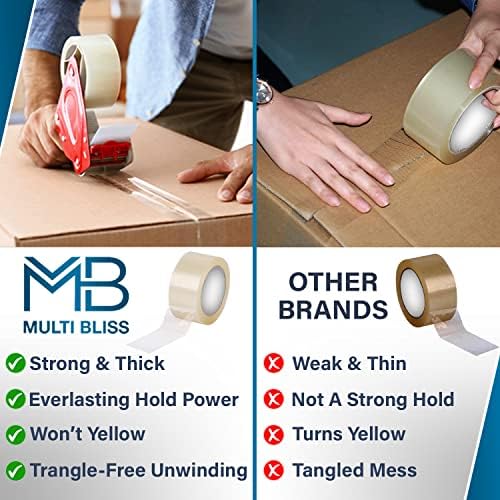 Clear Tape for Packing Boxes, Parcel Packaging | Strong Clear Packing Tape for Moving House, Cardboard Box, Cartons and Gifts | Heavy Duty Clear Parcel Tape. Pack of 6 Rolls (48mm width x 66m long)