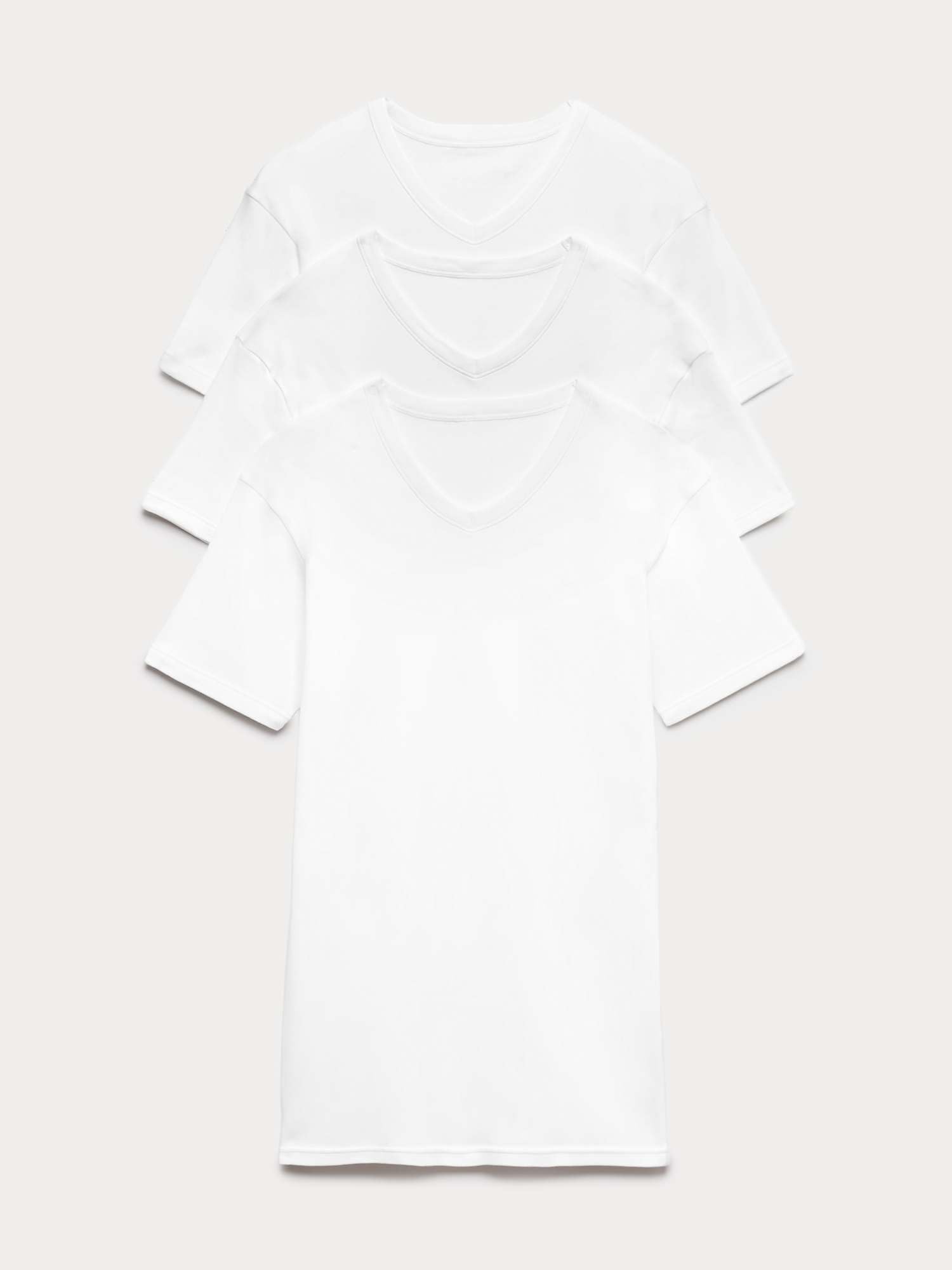 Marks & Spencer Camisetas de Cuello de Pico de Algodón Puro para Hombre Pack de 3, Ajuste Normal, StayNew™