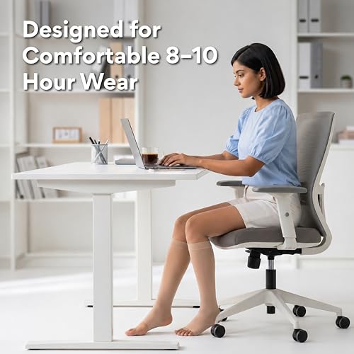 Image of FOVERA Varicose Vein Compression Stockings - Medical Grade Class 2 (23-32 mmHg) Seamless Open Toe Sleeves for DVT, Leg Swelling, Edema, Pain Relief, Unisex Men & Women