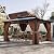 Aoxun 12'x14' Hardtop Gazebo, Aluminum Frame Permanent Pavilion with Curtains and Netting, Outdoor Polycarbonate Double Roof Canopy, Designed for Patio, Garden, Lawns, Brown