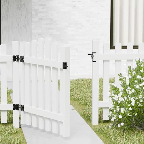 Image of TRIPLE DEER Heavy Duty Self-Closing Gate Hinge and Self-Locking Latch Hardware Kit, Stainless Steel Automatic Gate Hardware Kit for Wooden /Vinyl /PVC Fence Gate with Screws and Adjuster Tool, 1 Pack