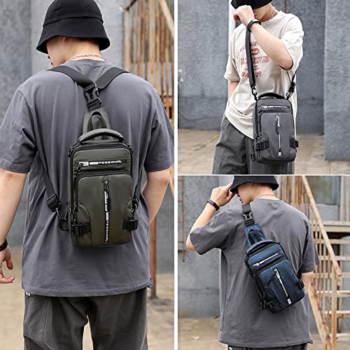 NEUSOP Sling Backpack Chest Bag Mens Shoulder Bag Crossbody Waterproof Casual Shoulder Bag with USB Charging Port Rucksack Cycling Hiking Travel for Men Women Blue - Image 3