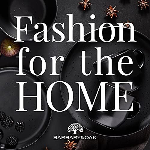 Barbary & Oak BO867005BLK Luna 16 Piece Dinnerware Set, Stoneware, Matte Black with Gloss Speckle