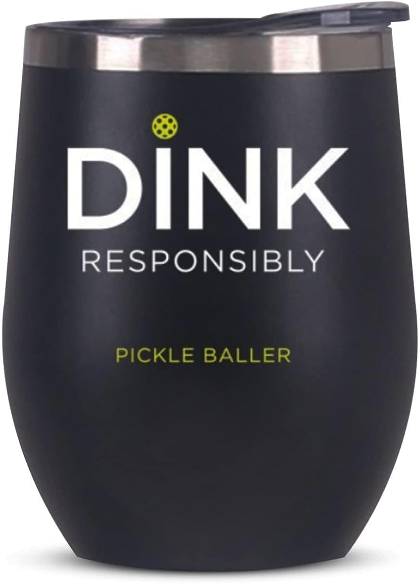 Amazon.com | Super Fly Goods Pickleball Dink Responsibly Stemless Wine Tumbler 12 oz Stainless Steel Insulated Cup, Gift, Leak-Proof, Keep Beverages Hot or Cold for 12 Hours, BPA-Free, (Pickleball): Highball Glasses