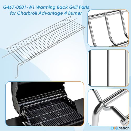 Image of G467-0001-W1 Warming Rack Grill Parts for Charbroil Advantage 4 Burner