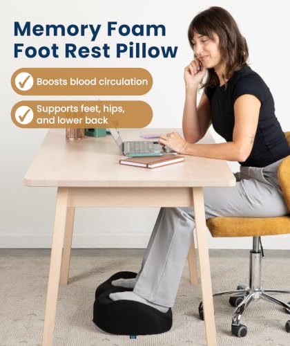 Image of Everlasting Comfort Foot Rest for Under Desk at Work - Memory Foam Office Foot Stool & Under Desk Footrest Leg Elevation Pillow for Gaming & Home Office, Supports Posture