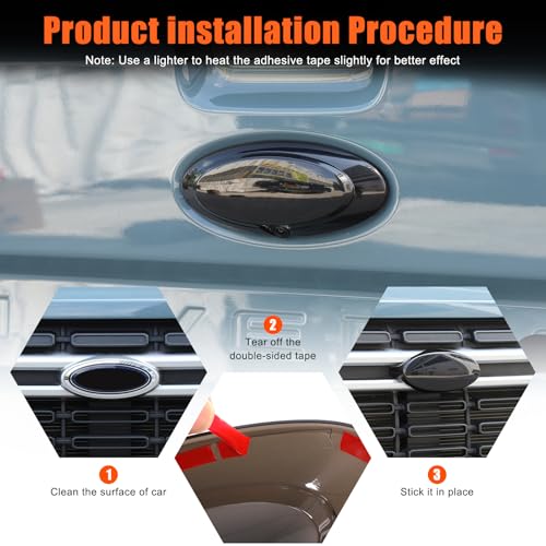 Image of Car Front Rear Tailgate Logo Frame Cover Trim Emblem USA Flag Sticker for Ford Maverick 2022-2024 Logo Emblem Decoration Cover (Grey-Front and Back)