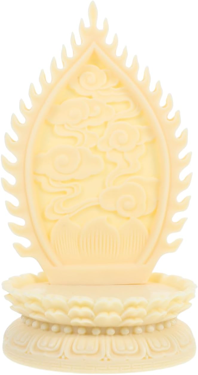 Holibanna Guanyin Statue Display Stand Carved Nutwood Round Buddha Statue Base for Home Office Temple Decor