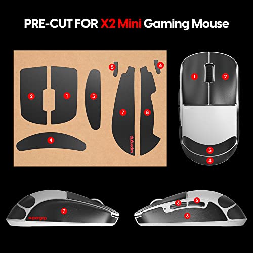 Image of Pulsar Gaming Gears SUPERGRIP Griptape Set for X2, X2V2 mini Sweat Absorbing High Performance Anti Slip 3M Adhesive no Residue Mouse Grip Tape Ultra-Thin 0.5mm (0.02in)