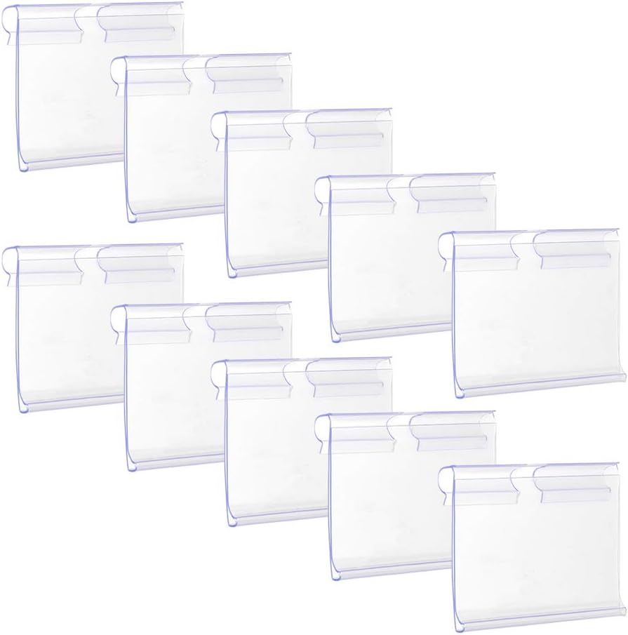 60 Pcs Clear Plastic Label Holder Tag Label Card Merchandise Sign Display Holder for Classification Mark, 6cm x 4.3cm