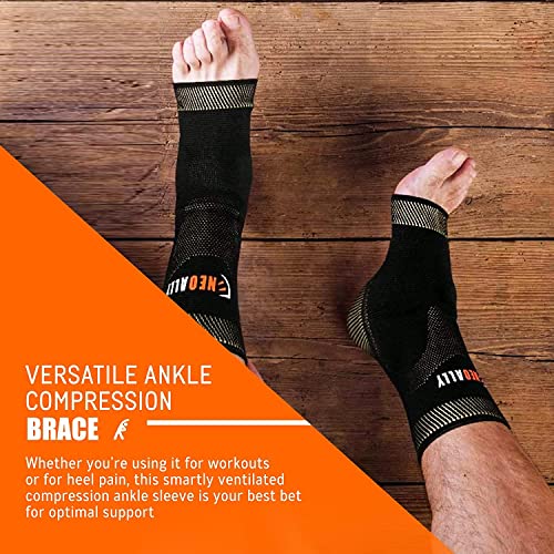 Neoally Copper Ankle Support Brace Compression Sleeve With Silicone Gel Reduce Foot Swelling Pain Relief From Plantar Fasciitis And Achilles Tendon [1 Pair] (X-Large) #TOP7