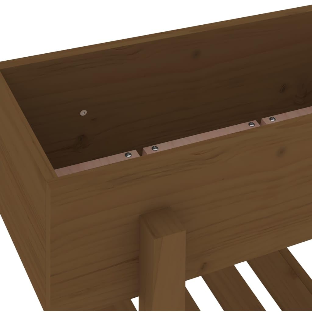 Macetero, maceta para plantas, jardinera elevada, jardinera para exteriores, maceta adecuada para patio trasero, jardines, restaurantes, cafés, color marrón miel, 62 x 30 x 69 cm, madera maciza de