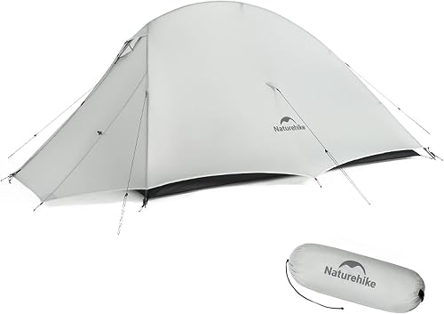 Naturehike 1-2 People Cloud up UL Tent, Rainproof PU1500mm & Windproof Upgrade Ultralight Tents,2.3lbs/2.68lbs, for Cycle Camping,Backpacking,Hiking,Self-Standing, Construction (UL-Gray-Single)