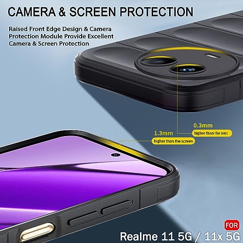 Image of TheGiftKart Liquid Silicon Back Cover Case for Realme 11 / 11X 5G / Narzo 60X 5G | Shockproof Military Grade Protection | Micro-Fibre Cloth On Inner Side | Built-in Anti-Slip Grip Cover (TPU, Black)