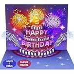 Birthday Cards, LIGHTS & SOUND Pop up Happy Birthday Card Birthday Gifts for Women Men Husband Wife Kids Greeting Cards With Envelopes