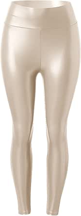 Jegging En Simili-cuir Effet Wet Look – Taille Haute, Stretch, Fermeture éclair, Pour Sorties Tendance