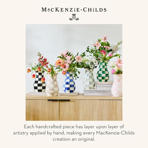 Image of MACKENZIE-CHILDS Enamel Tall Vase, Black-and-White Courtly Check