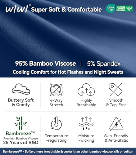 Image of WiWi Viscose from Bamboo Women's Pajamas Set Super Soft Button Down Top and Pants Sleepwear Cooling Pjs S-3X