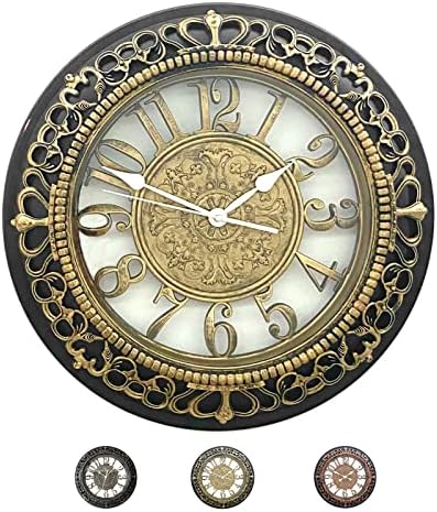 ANDSTAR 20 Inch Wall Clock Retro Farmhouse Easy to Read Wall Clocks Art Distressed Old-Fashioned Silent Wall Clock Large Retro Rustic Country Decorative for Kitchen Living Room Bedroom(Antique Gold)