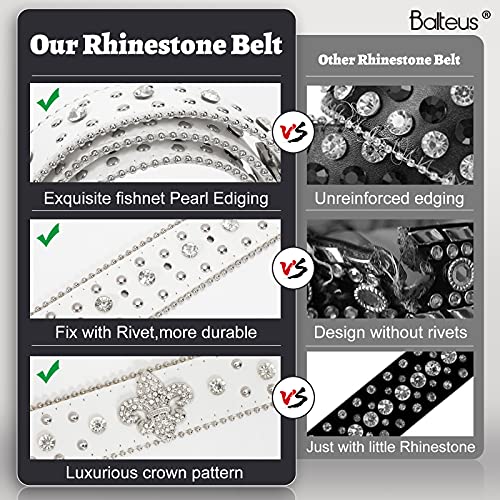 Women Men Rhinestone Belt,Fashion Western Cowgirl Cowboy Bling Studded Design Leather Belt Diamond Belt For Jeans Dress,White,L #TOP3