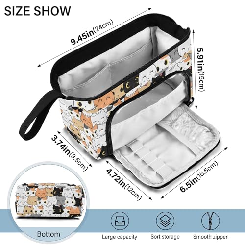 Image of Fisyme Cute Cats Pencil Case Large Capacity Pencil Pouch Pen Bag Box Big Makeup Pencil Case Organizer