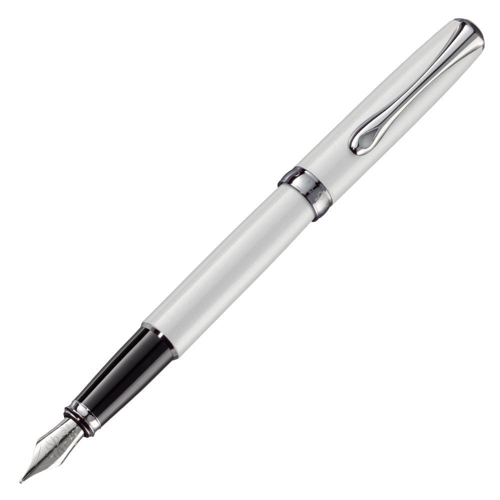 Diplomat Excellence A2 Fountain Pen with Steel Medium Nib - Pearl White