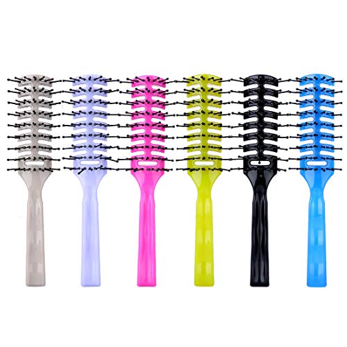 Vent Brush Hair Brush 6 Pack, 7 Row Vent Brush With Ball Tipped Bristles for Wet Short Curly Straight Hair Blow Drying Quickly, Vented Hairbrush for Men and Women, Including 6 Colors
