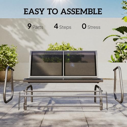 Outsunny 2-Person Outdoor Glider Bench, Patio Double Swing Rocking Chair Loveseat w/Powder Coated Steel Frame for Backyard Garden Porch, Black