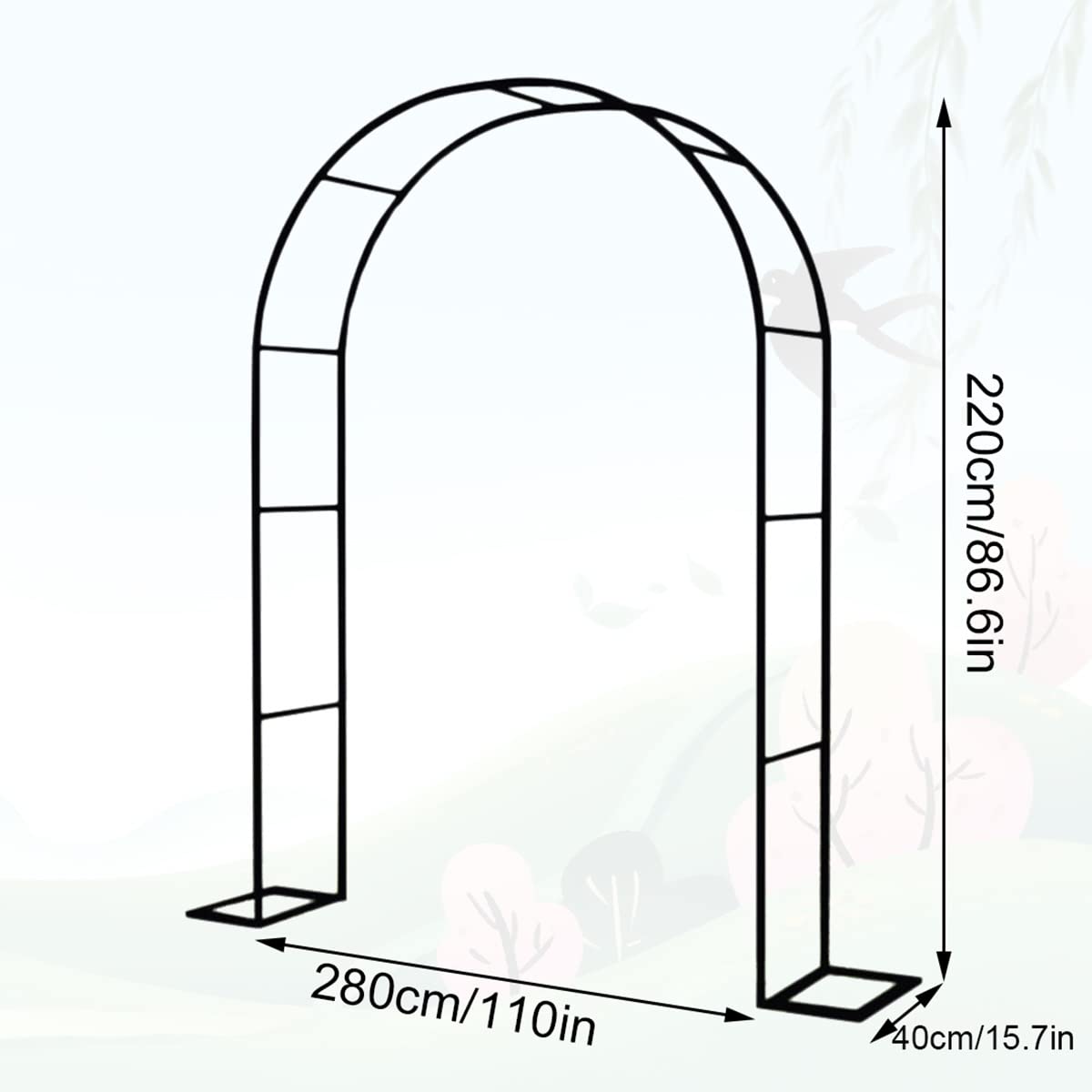 Gartenbogen aus Metall für Kletterpflanzen, Rosenstütze, Blumenbögen, dekorative Gartenlaube, erhältlich in 120 x 230 cm, 180 x 220 cm, 240 x 220 cm, schwarz.