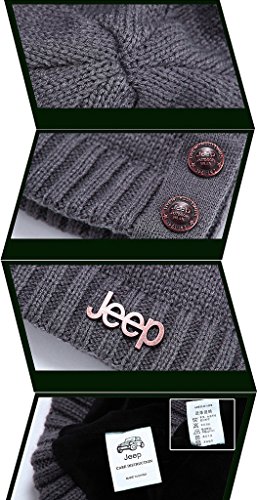 Jeep Winter Warm Knit Skull Beanie Hat with Fleece Inner for Both Men and Women Knit Hats Caps