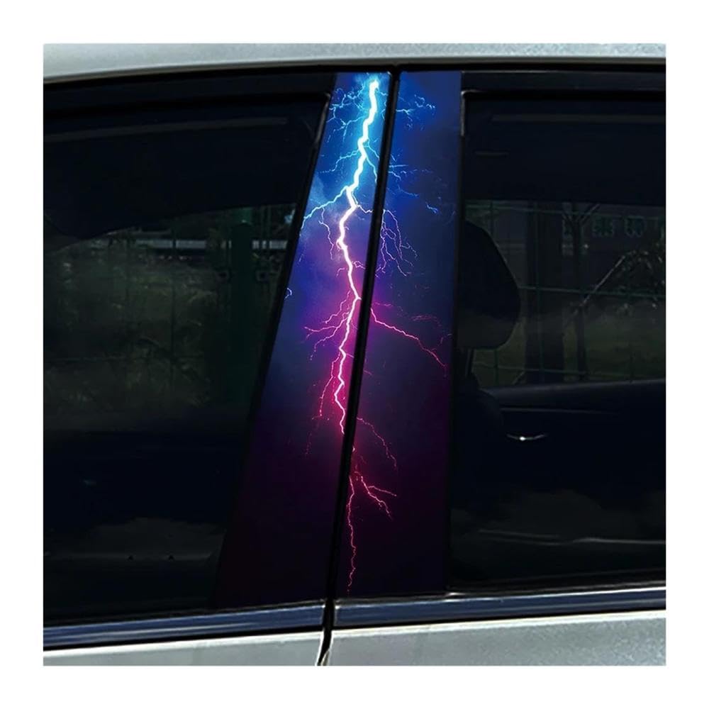 Decorative Items 2PCS Cool Lightning DIY Car B-Pillar Stickers Cover Scratches Waterproof Decals(C)