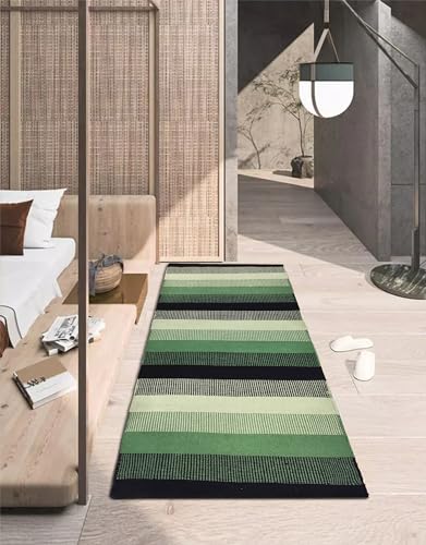 Image of Minimalist Cotton Runner - 2x5 ft Flatweave Rug for Hallway, Kitchen & Compact Layouts