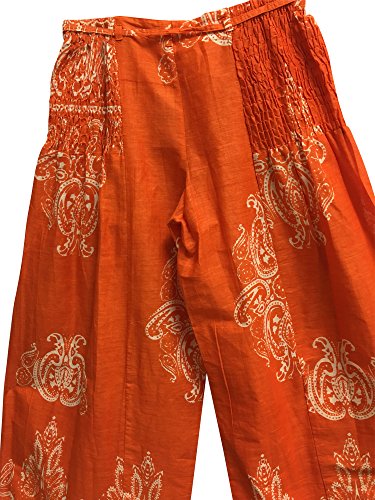 Yoga Trendz Bohemian Indian Cotton Paisley Smocked Waist Flared Palazzo Pants4