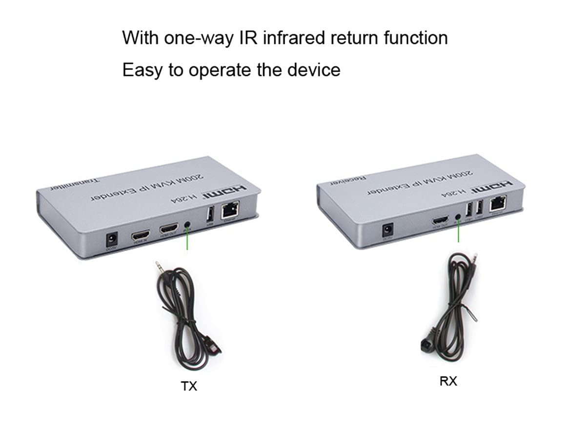 Swallows 200M HDMI KVM IP Extender over IP RJ45 Ethernet CAT6 6A Trasmettitore 1TX a 20RX e USB a cascata mouse su UTP / STP H.264 (TX+RX)