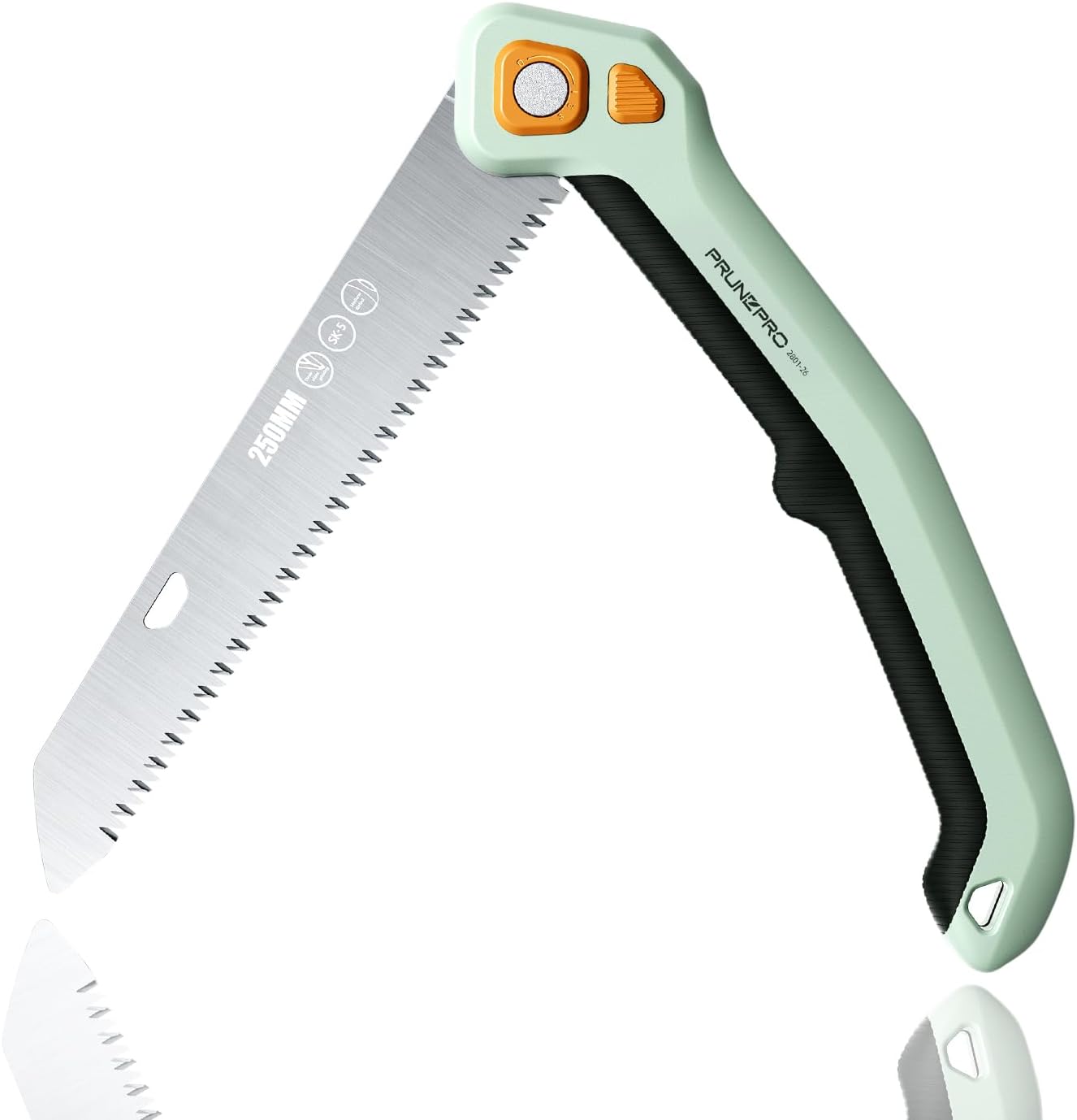 PrunePro® Folding Pruning Saw, 9.5 Inch Super Sharp SK5 Triple-Cut Blade, 3 Adjustable Cutting Angles, Ergonomic Non-Slip Grip, Lightweight, Portable Hand Saw for Tree Trimming, Camping, Gardening