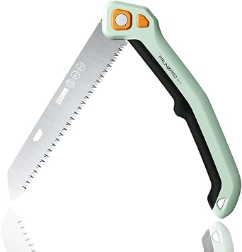 PrunePro Folding Pruning Saw, 9.5 Inch Super Sharp SK5 Triple-Cut Blade, 3 Adjustable Cutting Angles, Ergonomic Non-Slip Grip, Lightweight, Portable Hand Saw for Tree Trimming, Camping, Gardening