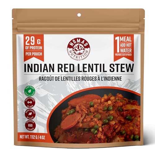 Nomad Nutrition Indian Red Lentil Stew | Instant Freeze Dried Backpacking & Camping Food...