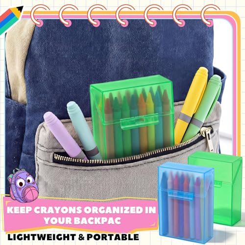 Image of Clabby 4 Pcs Clear Plastic Crayon Boxes Hold 24 Count, Blue,Green | Organizer Box, Case, Colorful, Portable Storage Holder with Snap Lid, for Kids Boys Girls School Classroom Home Art Supply