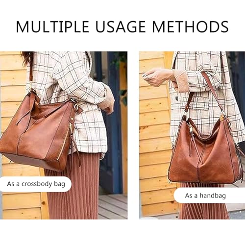 Hobo Bags for Women Handbags Purse Ladies Boho Shoulder Bag Large Crossbody Purses Designer Vegan Leather Brown with Wallet - Image 6