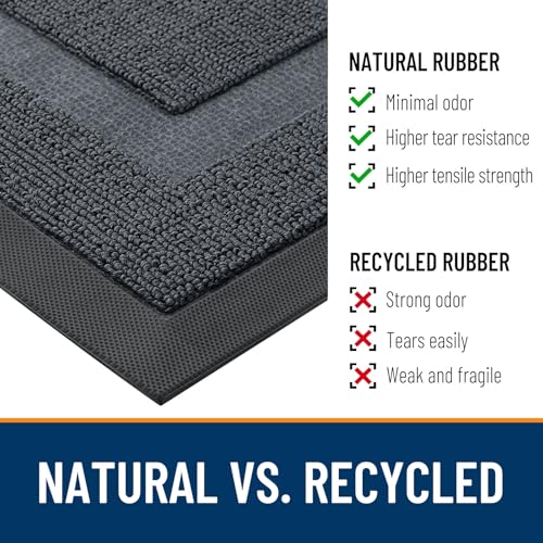 Image of OLANLY Half Circle Door Mat Indoor Outdoor Entrance Welcome, Waterproof All-Season, All-Weather Doormat, Sturdy Natural Rubber, Low Profile, Easy Clean Patio Porch Entryway Mat, 33x21, Charcoal Gray