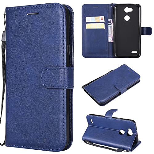 SATURCASE Hülle für LG X Power 3, Klassisch PU Lederhülle Magnetverschluss Brieftasche Kartenfächer Standfunktion Handschlaufe Handy Tasche Schutzhülle Handyhülle für LG X Power 3 (XD-Blau)