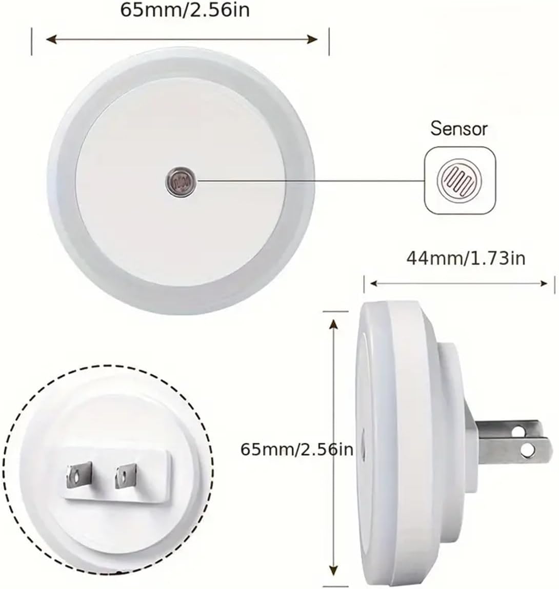LED Night Lights Plug into Wall, Smart Light-Sensing Control Nightlight Plug in Lamp, Energy Saving, Circular, Warm Ligh