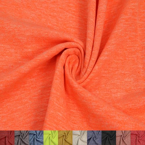 Premium 60" Orange Neon Slub Cotton-Poly Spandex Jersey Knit Fabric - Versatile 4-Way Stretch, Breathable, Medium Weight for Fashion, Activewear, and Layering Projects