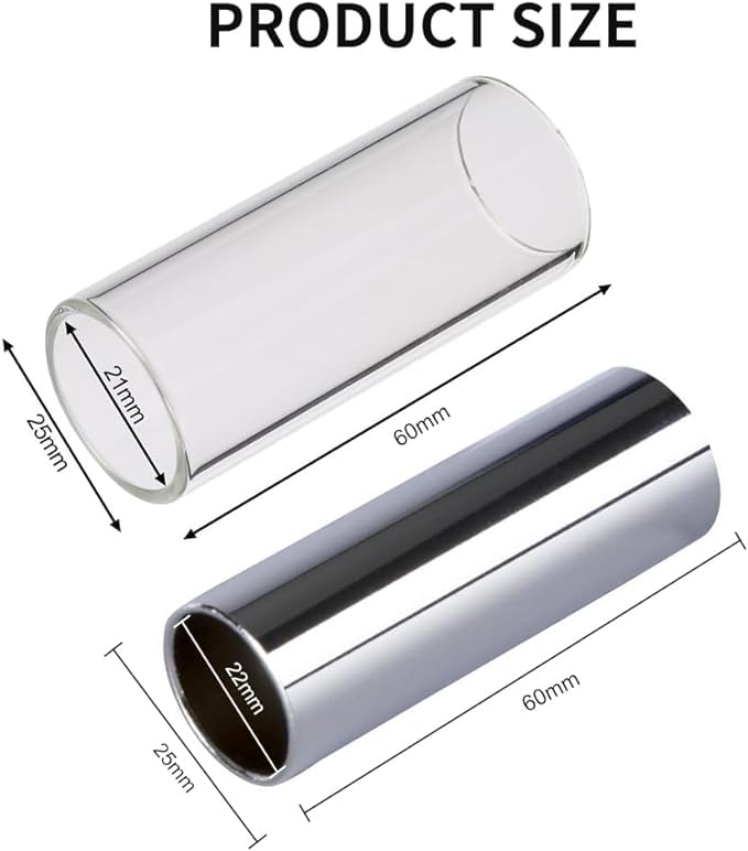 Slide Per Chitarra In Vetro E Acciaio Inox - Set 2 Pezzi Per Chitarra E Basso - Foto 8
