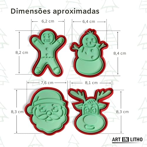 Kit de Cortadores e Carimbos de Biscoito de Natal