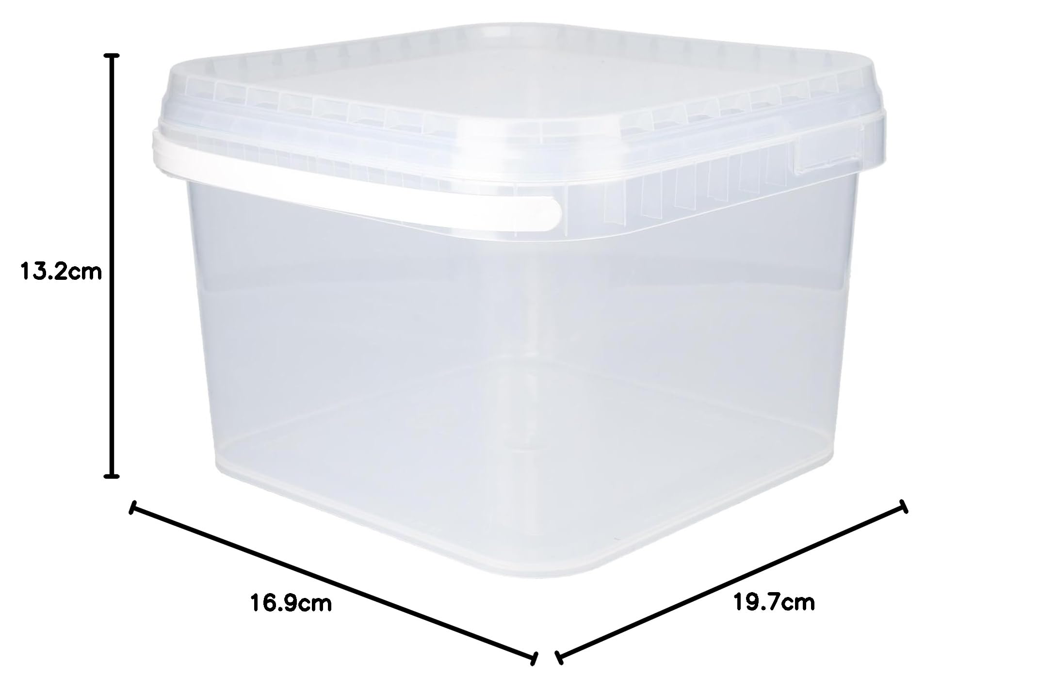 FixedByU 50 cubos con tapa, 3 l, transparentes, rectangulares, de plástico, aptos para alimentos, herméticos y estables, vacíos con asa y tapa, aptos para productos químicos y adhesivos en polvo