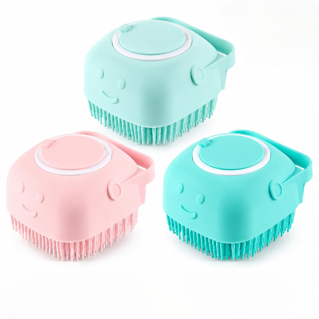 Body Scrubber with Soap Dispenser Brush, Silicone Exfoliating Brushes, Soft Body Exfoliator, Bath Loofah for Babies, Kids, Women and Men's silicone bath brush(Multicolor) (PACK OF 3)-image-20
